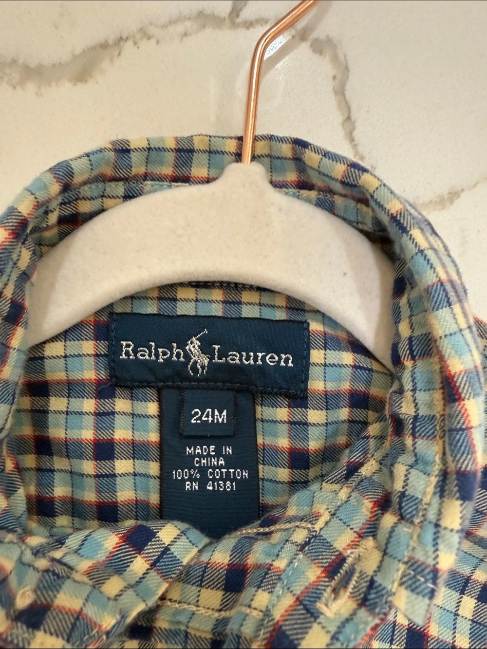 Ralph Lauren Plaid Long Sleeve Button Down Shirt 24M